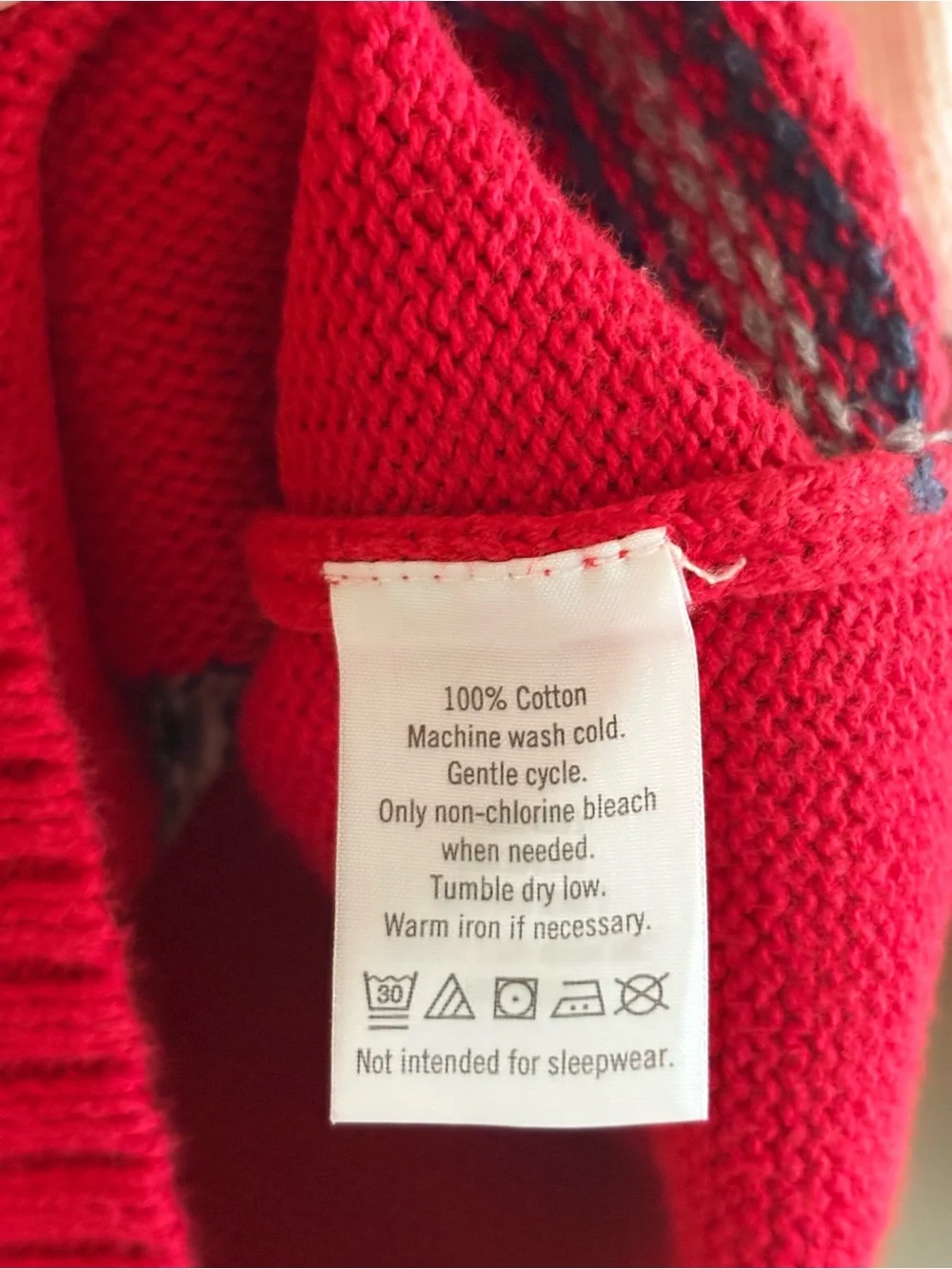JANIE & JACK Boy’s Red Cream & Blue Cotton Moose Sweater | Size 12-18 months